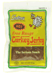 Turkey Jerky, HOT, 6 x 4 ozs. by Shelton